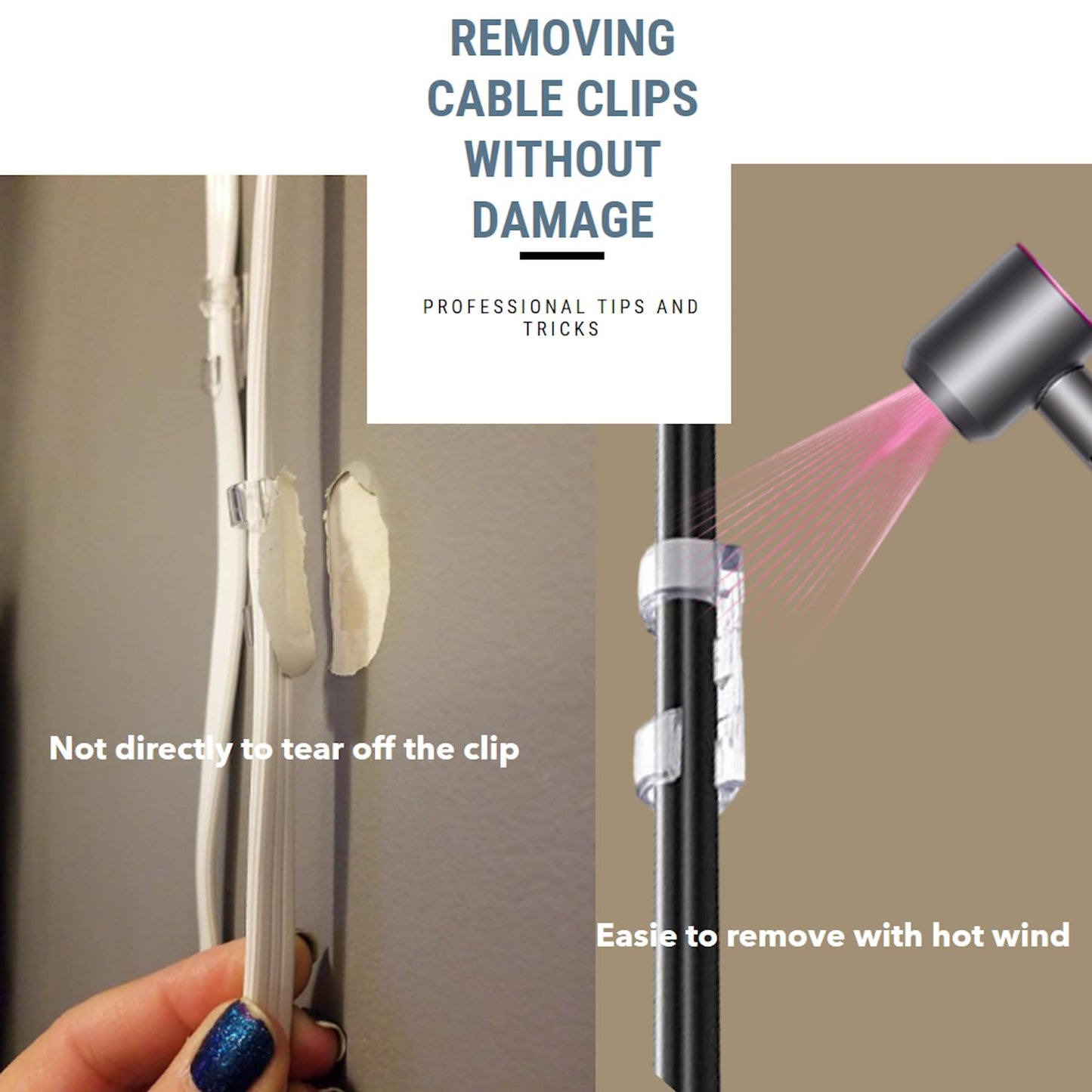 40Pcs Strong Adhesive Cable Clips with 50 Strips,Wire Clips,Cord Organizer Cable Management Finisher Wire clamp Wire Holder Cable Organizer Wire Hider for Cords Max.1/4"