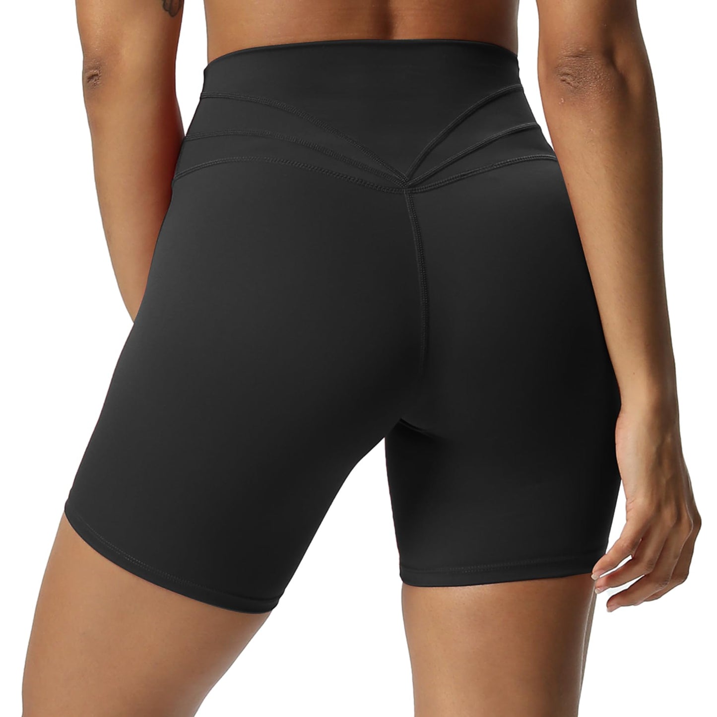 Aoxjox Trinity Workout Biker Shorts for Women Tummy Control High Waisted Exercise Athletic Gym Running Yoga Short 6" (Black, Medium)