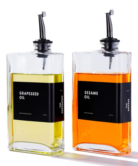 APT 1101 Olive Oil Dispenser for Kitchen, Cooking Oil Dispenser, Oil and Vinegar Dispenser Set, Olive Oil Bottle, Soy sauce dispenser, coffee syrup bottles - 2 pcs, Black