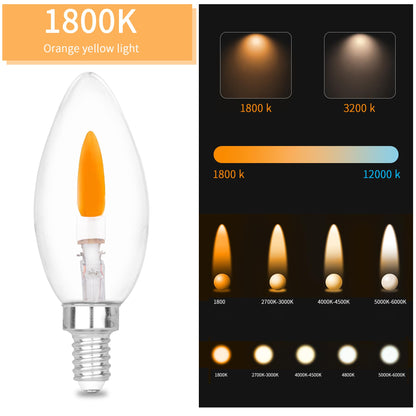 HEWA-Tech E12 Base C35 Flame Tip Flicker Bulbs - Crystal Clear Candle Light with Orange Glow Effect for Halloween/Christmas, E12 Non-Dimmable Chandelier Replacement Bulbs, 6-Pack (C35E12 Clear)
