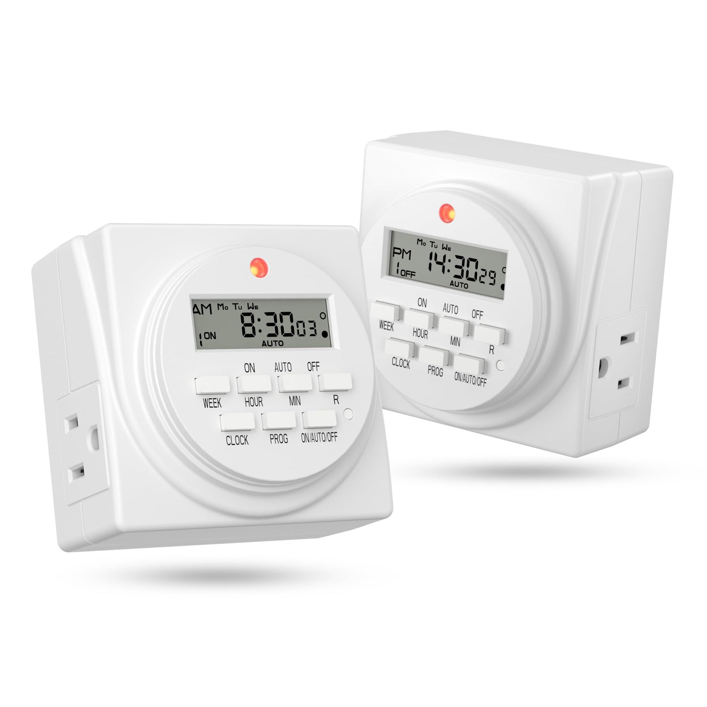 BN-LINK 7-Day Heavy Duty Digital Programmable Timer, 120V, 60Hz, Dual Outlet forLight, ETL Listed (2-Pack)