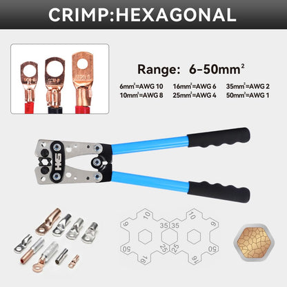 HKS Battery Cable Lug Crimping Tool 10-1 AWG, 60Pcs Copper Ring Terminals & 60Pcs 3:1 Heat Shrink Tubing, Heavy Duty Wire Crimper Set for Battery Cables