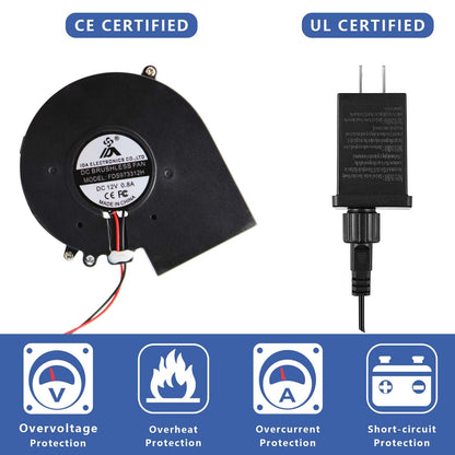 Air Blower for Inflatables 12V 0.8A Fan Blower Replacement with 3 LED Lights for Garden Yard Inflatable Decor Halloween Christmas Holiday Inflatables (Air Blower 0.8A)