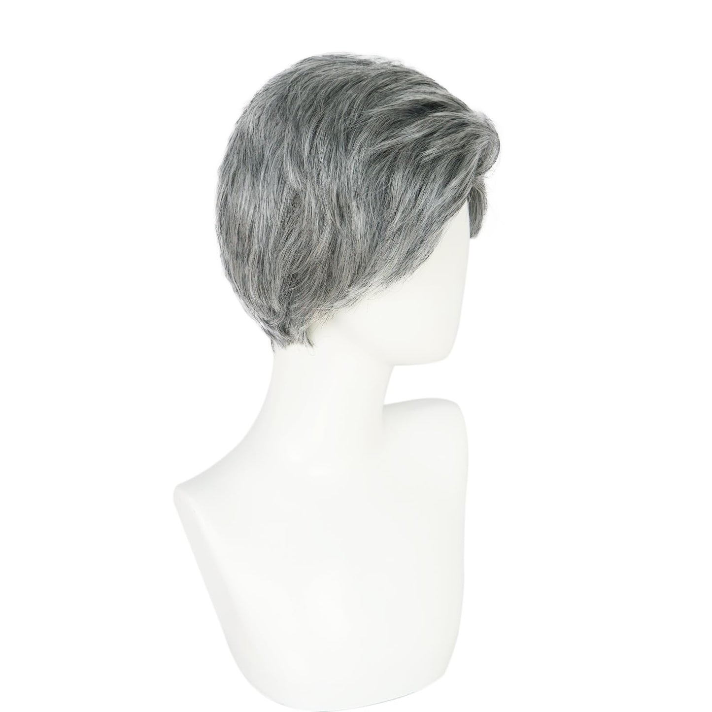 IMEYLE 4 Pcs Set Old Men Wig (2 Eyebrows+1 Mustache+1 Glasses+1 Wig Cap) 100 Days of School Wigs Grandpa Costume Accessory Kit Short Sliver Grey Hair Wigs Men for Costume Halloween Party+Hair Cap