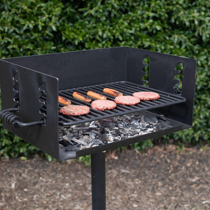 Ash & Ember Park-Style Grill, 384 Sq. In Jumbo Charcoal Grill, Single Post Outdoor Cooking Backyard BBQ, Camp Grilling Barbecues