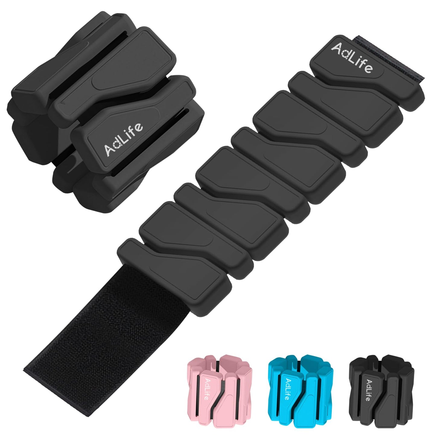 ADLIFE Adjustable Wrist Ankle Weights for Women Men Kids, 2 Lbs Wearable Arm Leg Weights Set of 2(1 Lb Each), Weighted Wristbands Exercise Weights for Walking Running Pilates Yoga Travel Pool Exercise Home Gym Workout