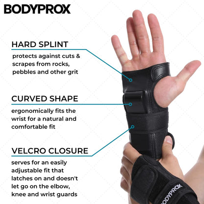 BODYPROX Knee Pads Elbow Pads Wrist Guards Set for Skateboarding, Roller Derby, BMX Ride, and Inline Skating (Large)