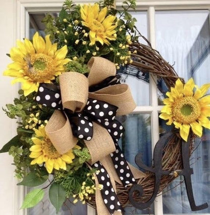 HUIHUANG Black Polka Dot Wired Ribbon, 2.5 Inch X 10 Yards - Black and White Dot Burlap With Wire Edge for Crafts, Fall Wreath Supplies, Gift Wrapping, Basket Bows Decor