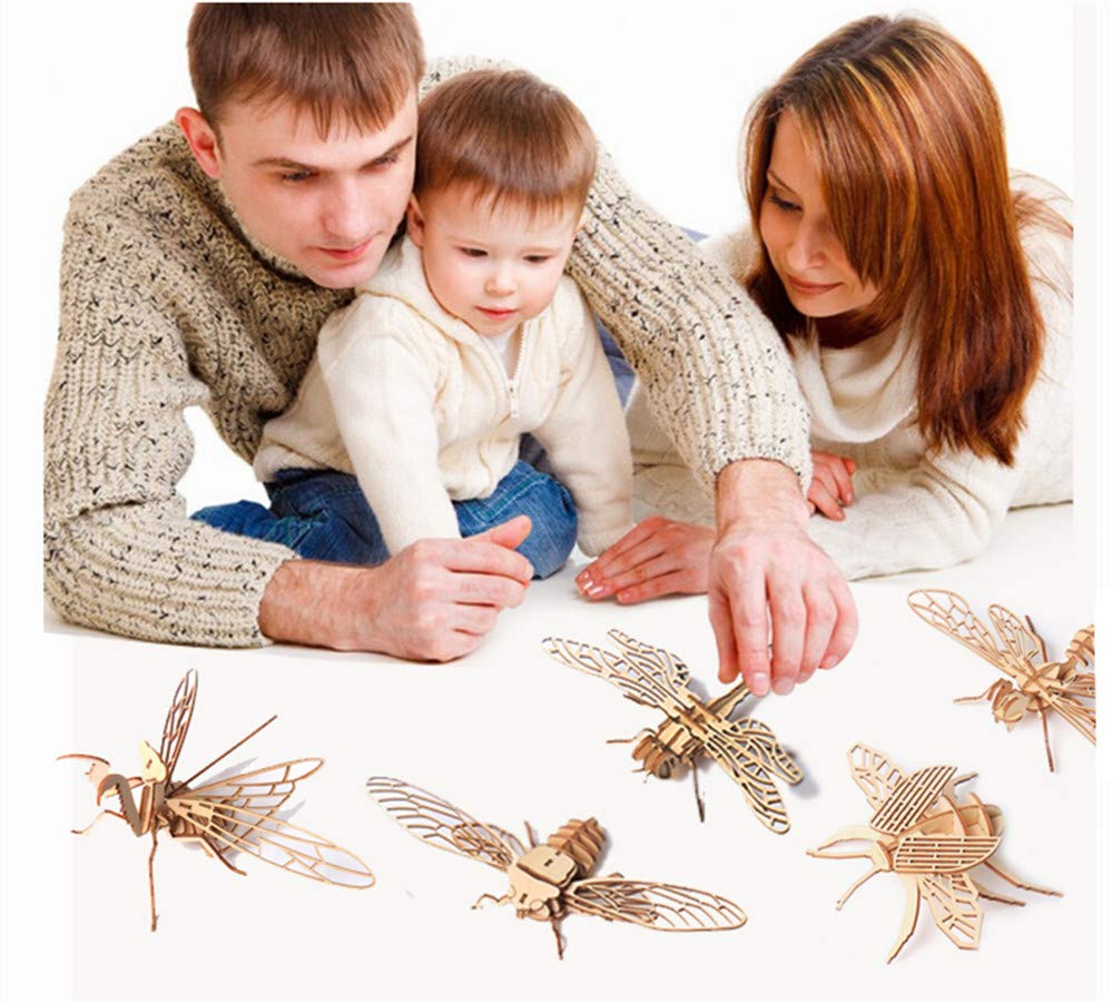 3D Wooden Insect Puzzle - 6 Piece Set Insect Animal Skeleton Assembly Model Puzzle - DIY Wooden Crafts 3D Puzzle - STEM Toys Gifts for Kids and Adults Teens Boys Girls