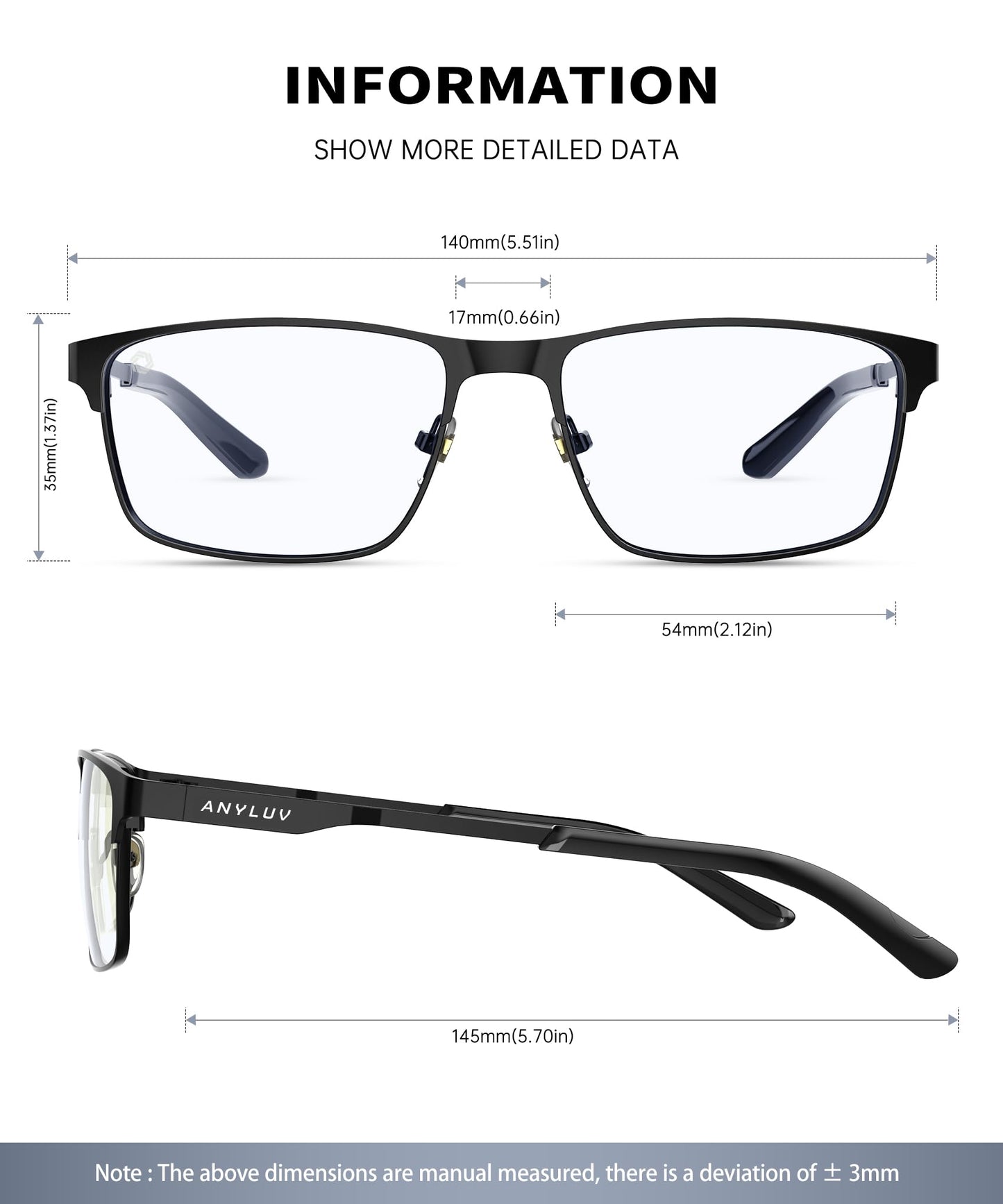 ANYLUV Blue Light Glasses for Men/Women, Lightweight Blue Light Blocking Glasses, Anti-Eye Strain Computer Glasses for Gaming