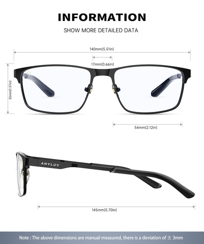 ANYLUV Blue Light Glasses for Men/Women, Lightweight Blue Light Blocking Glasses, Anti-Eye Strain Computer Glasses for Gaming