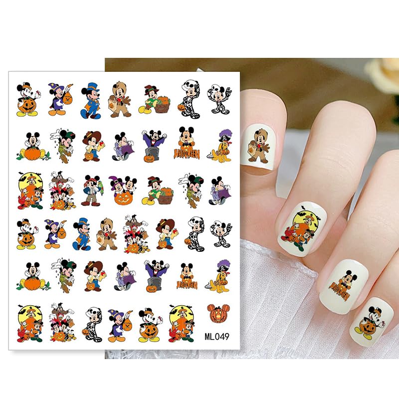 8 Sheets Laser Halloween Nail Art Stickers - Cute Ghost Cartoon Self Adhesive Nail Design Stickers - Supply Laser Pumpkin Ghost Nail Decals for Women Girls DIY Manicure