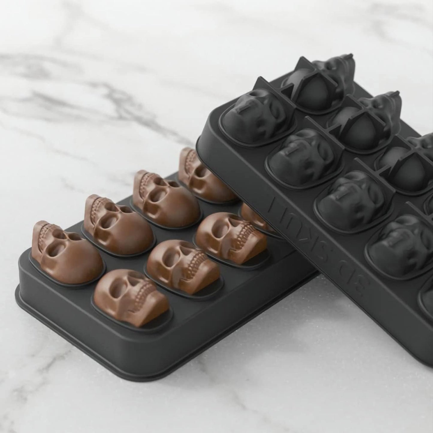 HAVOER 3D Skull Ice Cube Mold Tray -Novelty Shaped Ice Maker for Whiskey Cocktails Drinkers,Bartenders,Easy Release Silicone kull Molds,Baking Chocolate Candy,Home Bars