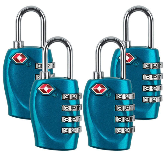 4 Dial Digit TSA Approved Travel Luggage Locks Combination for Suitcases (Blue-4pack)