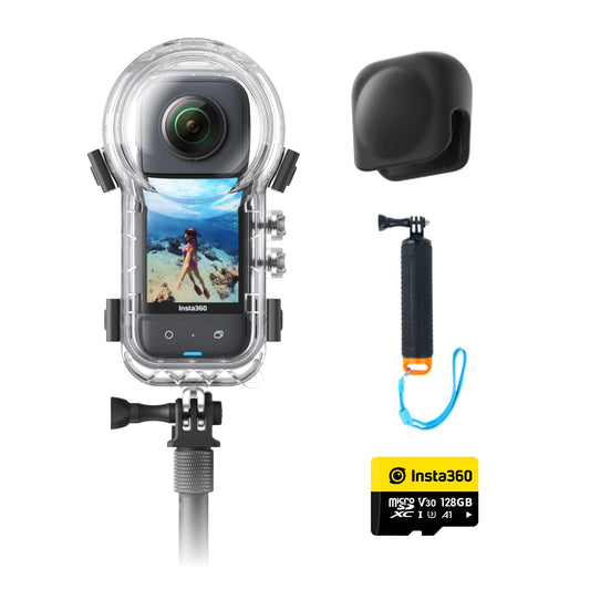 Insta360 X3 Invisible Dive Kit - Waterproof 5.7K 360 Action Camera, Dive Case, Selfie Stick, Dual 1/2" 48MP Sensors, Stabilization, 360 Horizon Lock, 4K Single-Lens, AI Editing