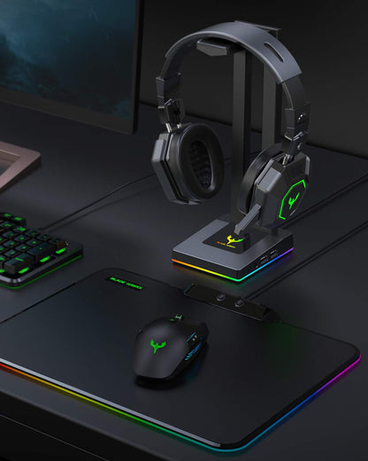 Blade Hawks RGB Gaming Headphone Stand with 3.5mm AUX and 2 USB Ports, Durable Headset Stand Holder for Bose, Beats, Sony, Sennheiser, Jabra, JBL, AKG, Fancy Gaming Accessories - HS18 (Only for PC)
