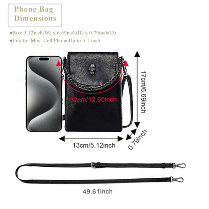WITERY Small Crossbody Cell Phone Purse Gothic Leather Bag Shoulder Travel Purse