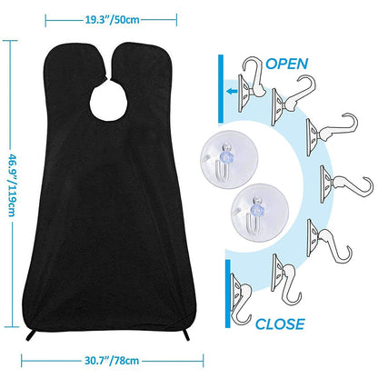 Beard Trimming Catcher Beard Bib Birthday Gifts For Men For Men With 2 Suction Cups Waterproof Non-Stick For Shaving And Trimming Grooming Accessories(Black)