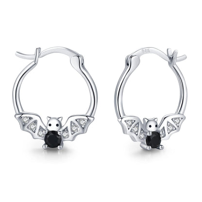 Bat Earrings 925 Sterling Silver Hypoallergenic Small Animal Huggie Hoop Earrings for Sensitive Ears Gothic Bat Jewelry Halloween Gifts for Women