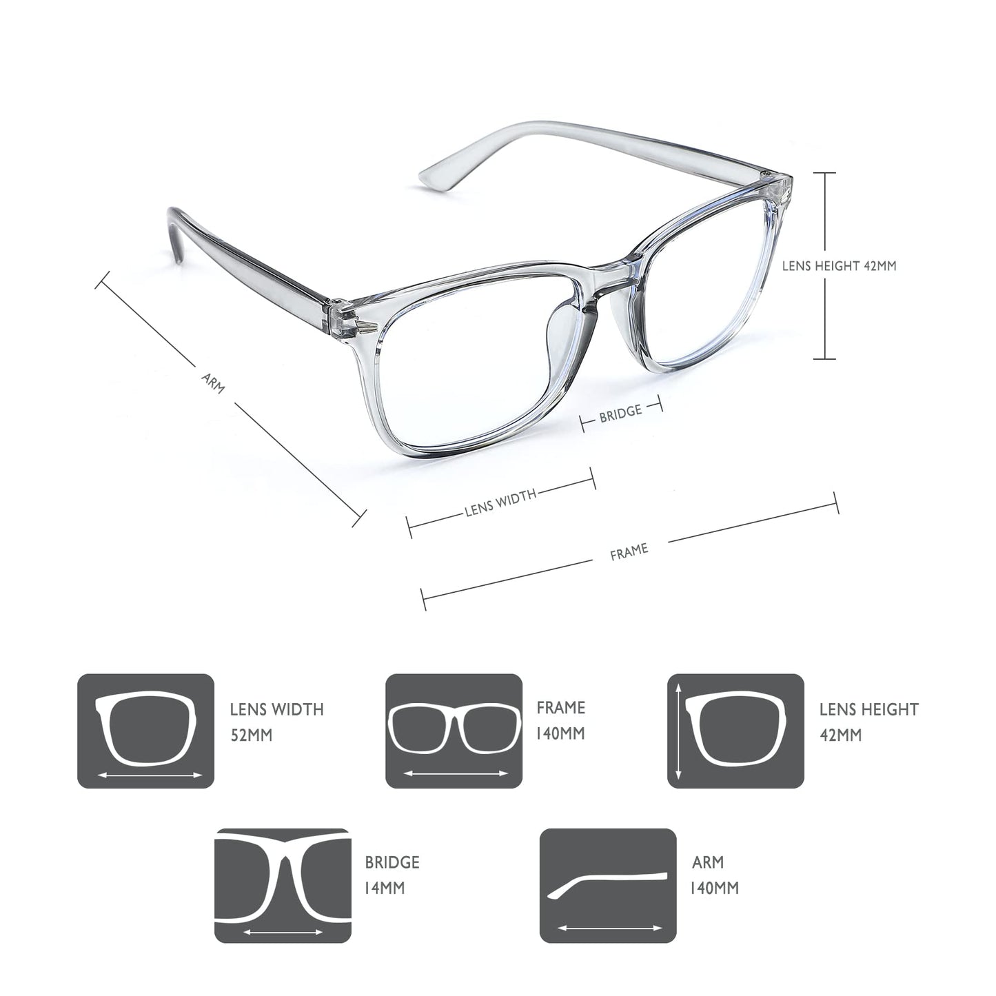 AFNWQI Fashion Square Blue Light Blocking Glasses - Clear Computer & Gaming Glasses for Women and Men