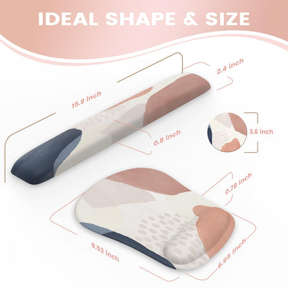 HAOCOO Ergonomic Mouse Pad and Keyboard Wrist Rest Set, Gel Wrist Rest for Computer, Gaming Mouse Pad for Office Home, Pink Boho