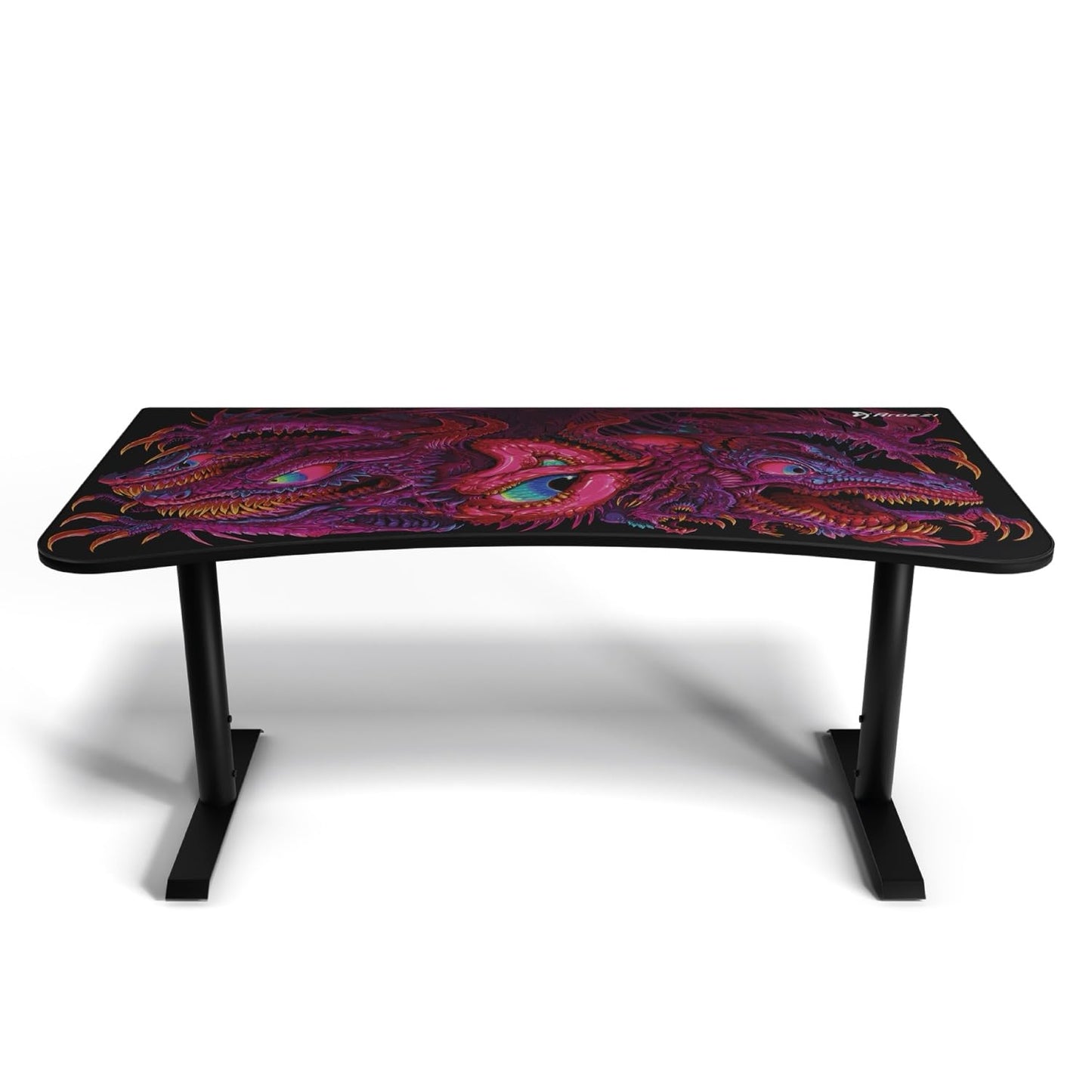 Arozzi Arena Special Edition Ultrawide Curved Gaming and Office Desk with Full Surface Water Resistant Desk Mat Custom Monitor Mount Cable Management Cut Outs - Crawling Chaos