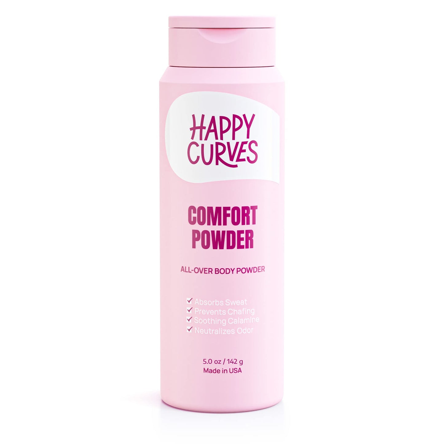HAPPY CURVES Comfort Powder: Talc Free Anti Chafe Body & Foot Powder Deodorant to Control Inner Thigh Chafing, Private Areas, and All Over Body for Women (5 Ounce (Pack of 1), Tropical Oasis)