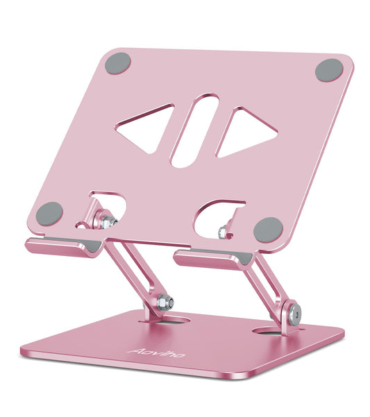Aoviho Tablet Stand Holder for Desk, Adjustable Desktop Tablet Holder, Foldable Aluminum Tablet Mount for iPad pro 12.9, iPad Air Mini, Samsung Galaxy Tabs Z Fold Kindle Fire,4-12 inch, Rose Gold