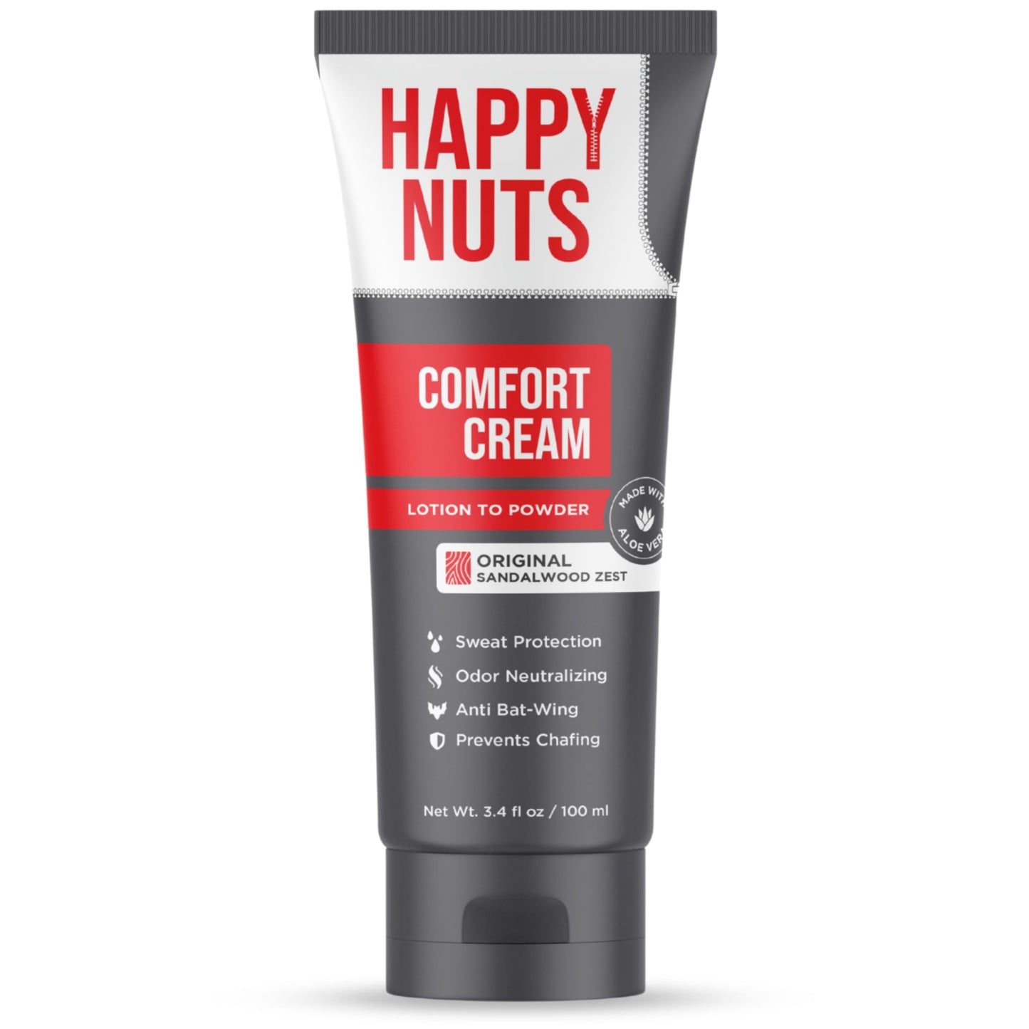 HAPPY NUTS Comfort Cream Deodorant For Men: Anti-Chafing Sweat Defense, Odor Control, Aluminum-Free Mens Deodorant & Travel Essential for Men's Private Parts 3.4 fl oz (Original)