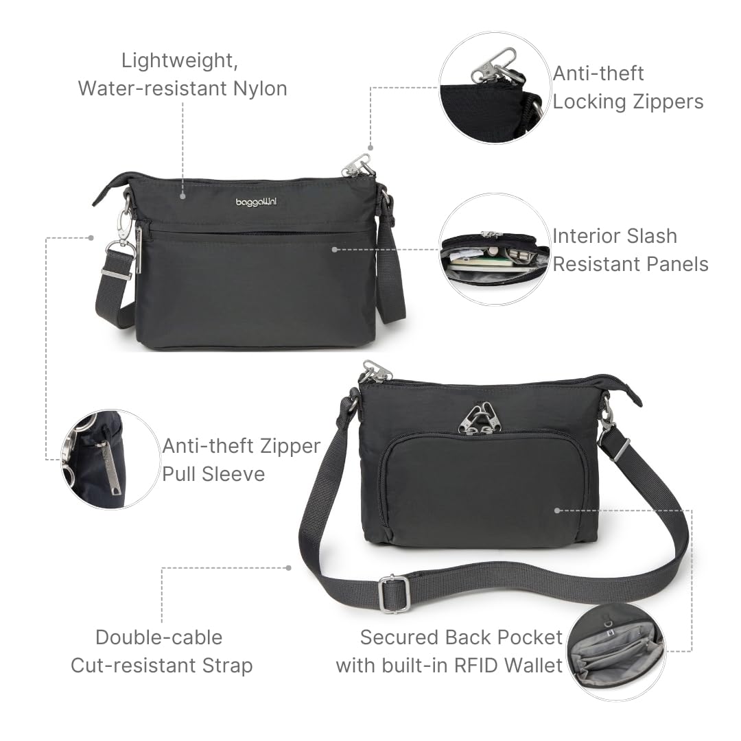 Baggallini Womens Anti-theft Memento Crossbody Bag Cross Body