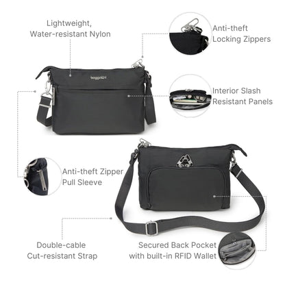 Baggallini Womens Anti-theft Memento Crossbody Bag Cross Body