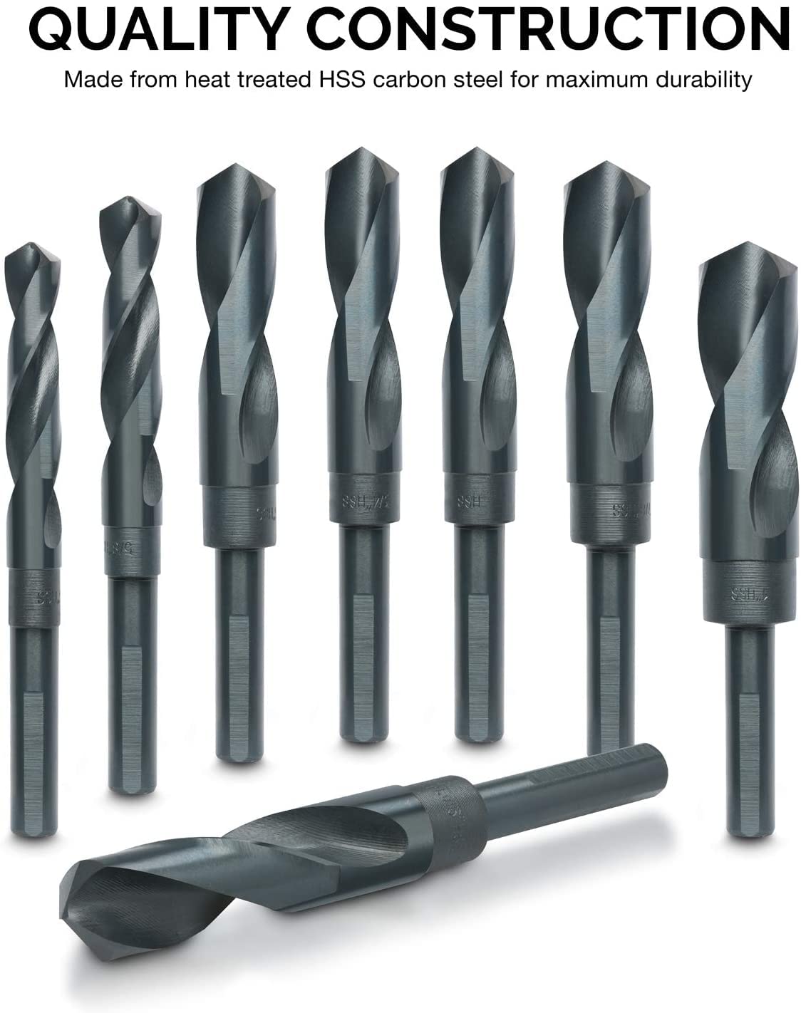 Hiltex 10005 HSS Silver and Deming Industrial Drill Bit Set (8 Pieces), 1/2" (1)