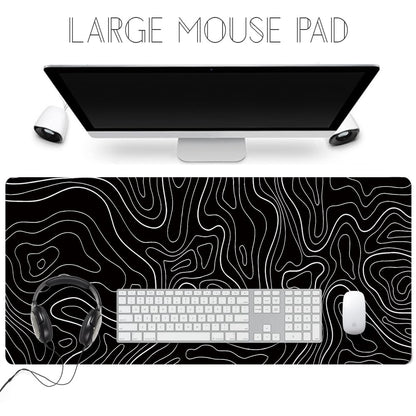 HGWALP Large Gaming TOPO Keyboard Mouse Pad Black Topographic Mouse Pad with Anti-Slip Rubber Base, Extended XXL Long Gaming Mousepad Big Mouse Pads for Desk,31.5 X 11.8 Inch
