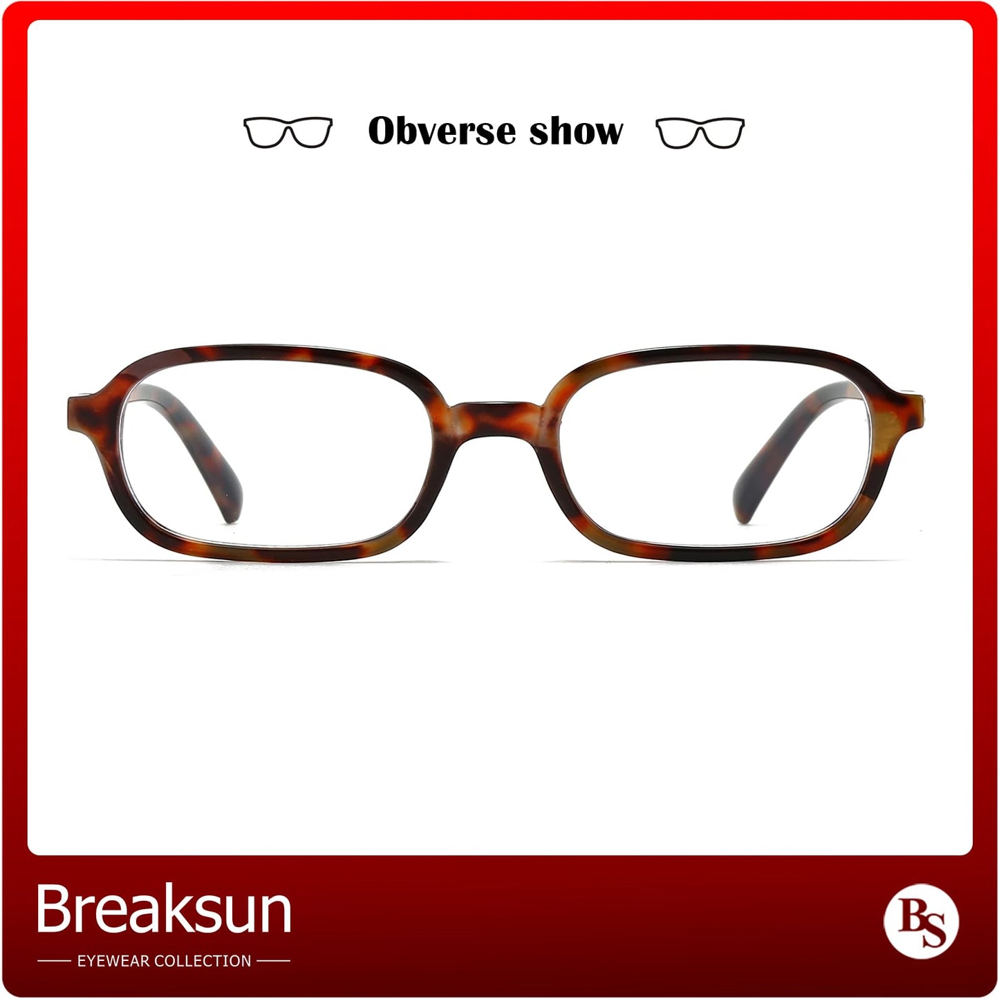Breaksun Retro Rectangle Glasses for Women Men Small Square Blue Light Blocking Glasses Vintage Eyeglasses (Tortoise)