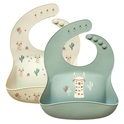 Hippypotamus Silicone Baby Bibs - Soft Waterproof Bibs for Babies & Toddlers (2, Llama)