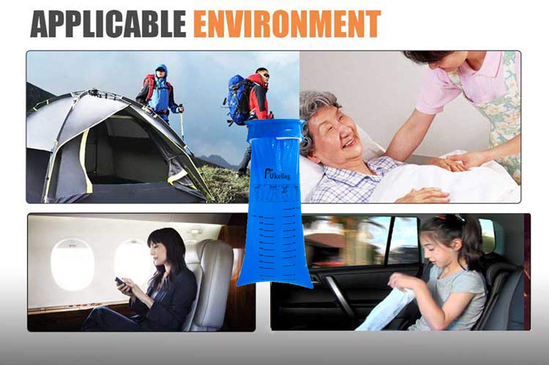 50 Pack Emesis Bag, Disposable Vomit Bags, Aircraft Barf Car Sickness Nausea Bags for Travel Motion Sickness