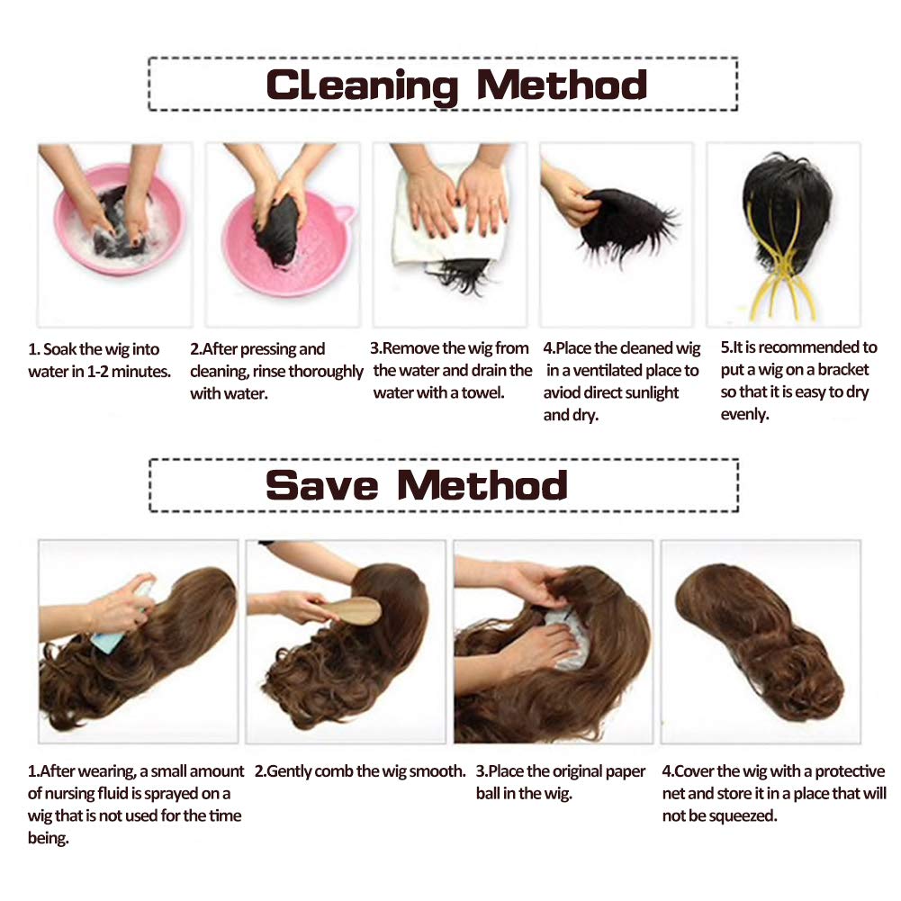 Baruisi Long Curly Wavy Brown Wigs for Men Synthetic Natural Party Halloween Cosplay Hair Wig