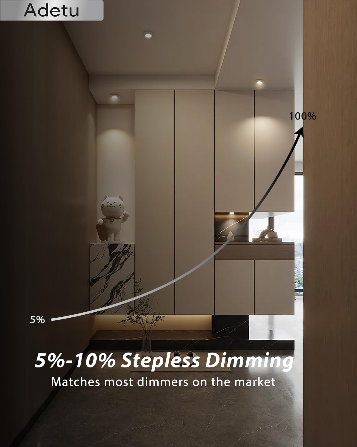 Adetu 2 Inch 5CCT Gimbal Led Recessed Lighting with Junction Box, 360°+90° Adjustable Recessed Can Lights, 2700K/3000K/3500K/4000K/5000K Selectable, 5W Eqv 50W, 550LM Brightness - ETL (White,12 Pack)