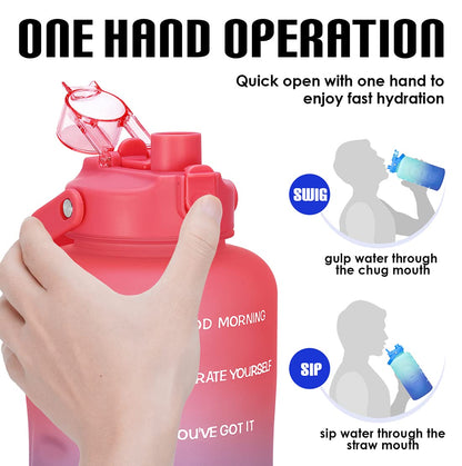 HydroPal 1 Gallon Water Bottles with Straw, 128 oz / 3.8L Water Bottle BPA Free Innovative 2-IN-1 Lid Gym Bottle with Times to Drink Motivational, Large for Sports Fitness Camping Water Jug One Gallon