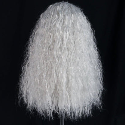 ANOGOL Hair Cap+ Long Grey Curly Wig Women Witch Wig Silver Outfit for Anime Cosplay Crazy Wigs Old Lady Wigs Long Gray Hair Women Halloween Party Costume Outfit