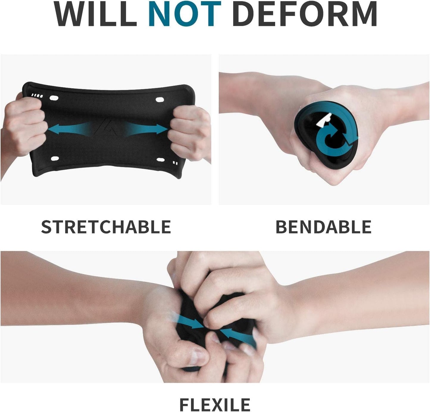 Aujen Silicone License Plate Frames Black, 2 Pack Car License Plate Frame, Universal US Black License Plate Holders Brackets Rust-Proof, Weather & Rattle-Proof, Car Accessories