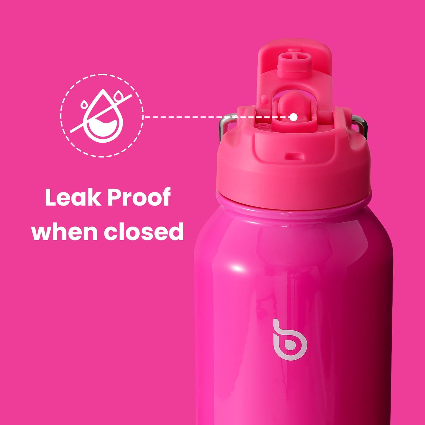 BOTTLE BOTTLE 40 oz sports water bottle stainless steel insulated water bottle with straw and pills holder (hot pink)