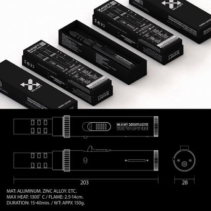 Camping Torch Lighter, Windproof Butane Torch Lighter with Fuel Indicator&Safety Lock, Refillable Butane Lighter with Adjustable Jet Flame for Outdoor Adventure Hiking Candles BBQ Campfires (Black)