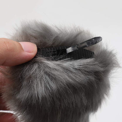 BAOPLAYKIDS Cat Fox Long Fur Ears Hair Clip Headwear Cosplay Halloween Costume(Gray&Pink)
