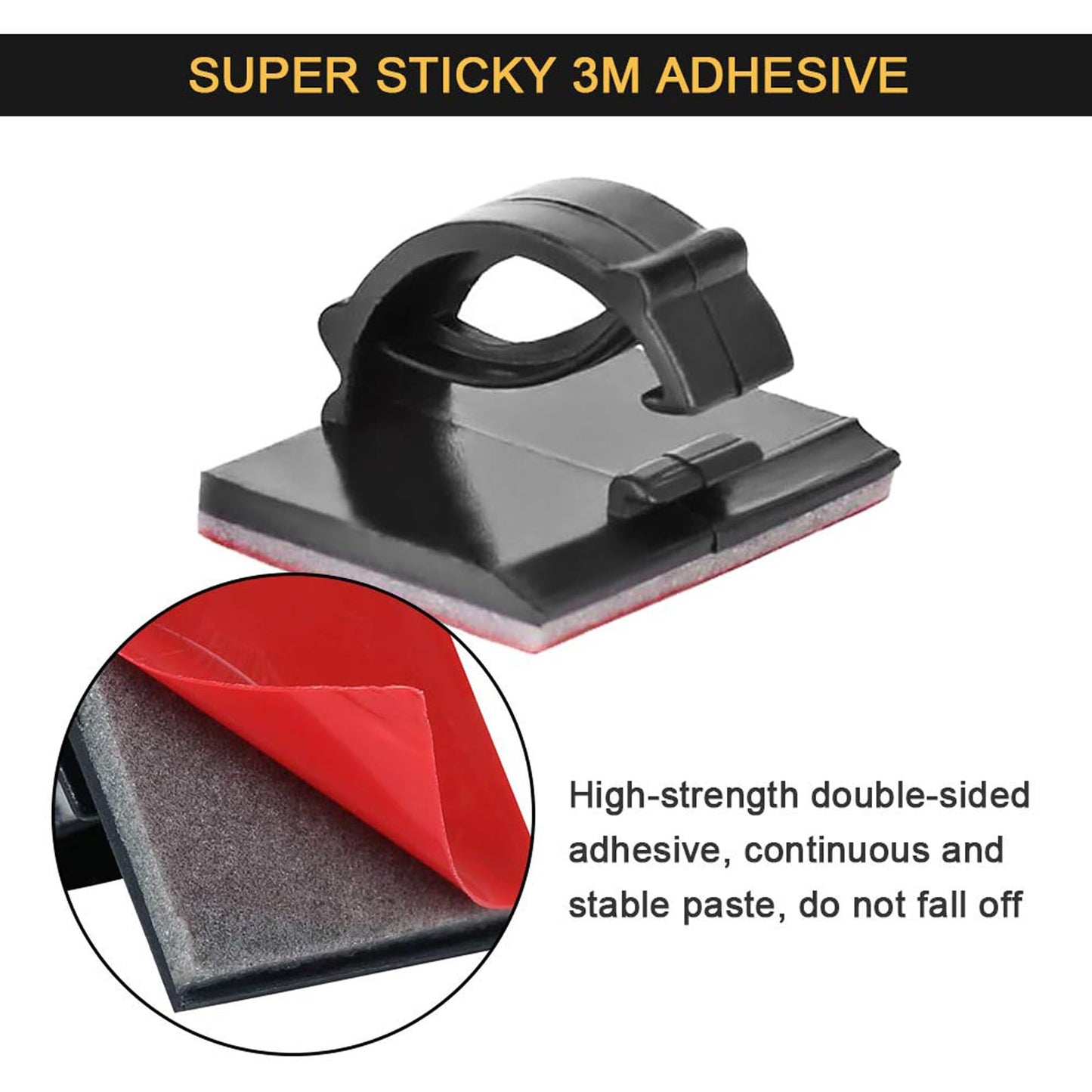 3M Cable Clips Self Adhesive Cord Organizer, Wire Holder Clamp Management Sticky for Desk Car Dash Cam Tables Wall, Black 30pcs