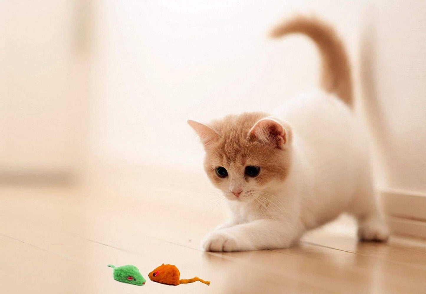 AXEL PETS 20 Halloween Colorful Furry Mice Cat Toys with Catnip and Rattle Sound Made of Real Rabbit Fur, Interactive Catch Play Teaser Mouse Toy for Cats and Kittens. Pack of 20 Mice