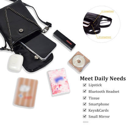 WITERY Small Crossbody Cell Phone Purse Gothic Leather Bag Shoulder Travel Purse