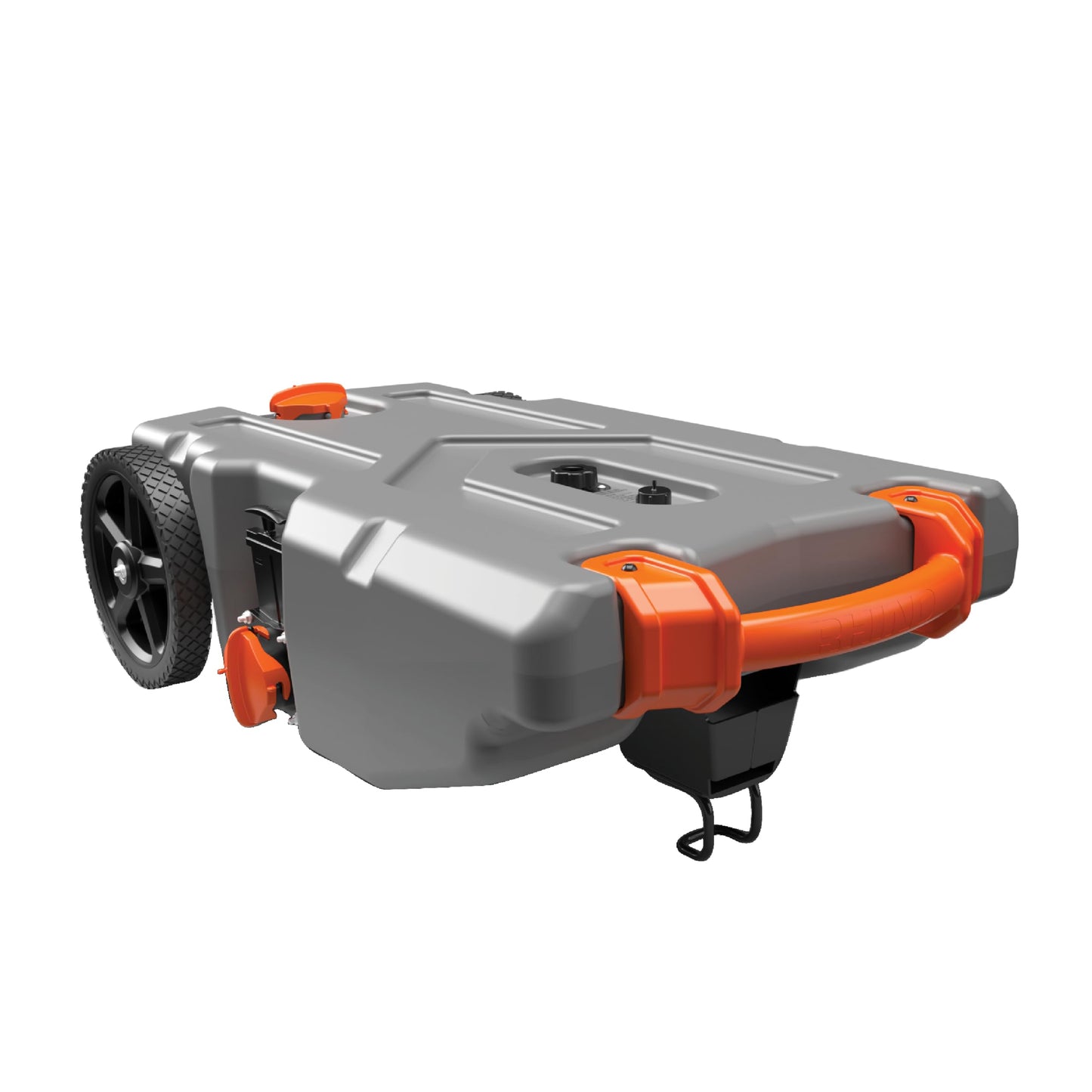 Camco Rhino 36-Gallon Camper/RV Tote Tank - Features Large Heavy-Duty No-Flat Wheels & Built-In Gate Valve - Removable Steel Tow Adapter, 3’ Sewer Hose & More RV Accessories (39006)