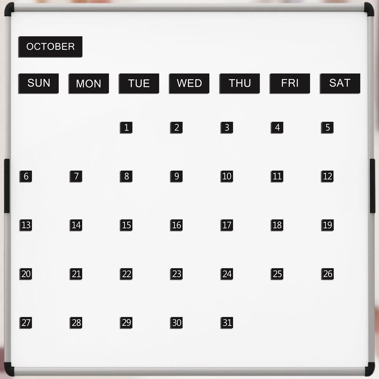 50 Pcs Calendar Magnet Numbers for Whiteboard and Refrigerator, Magnetic Days of The Week and Months Magnetic Calendar Dates Indicators for Office (10.4 x 6.7 Inch)