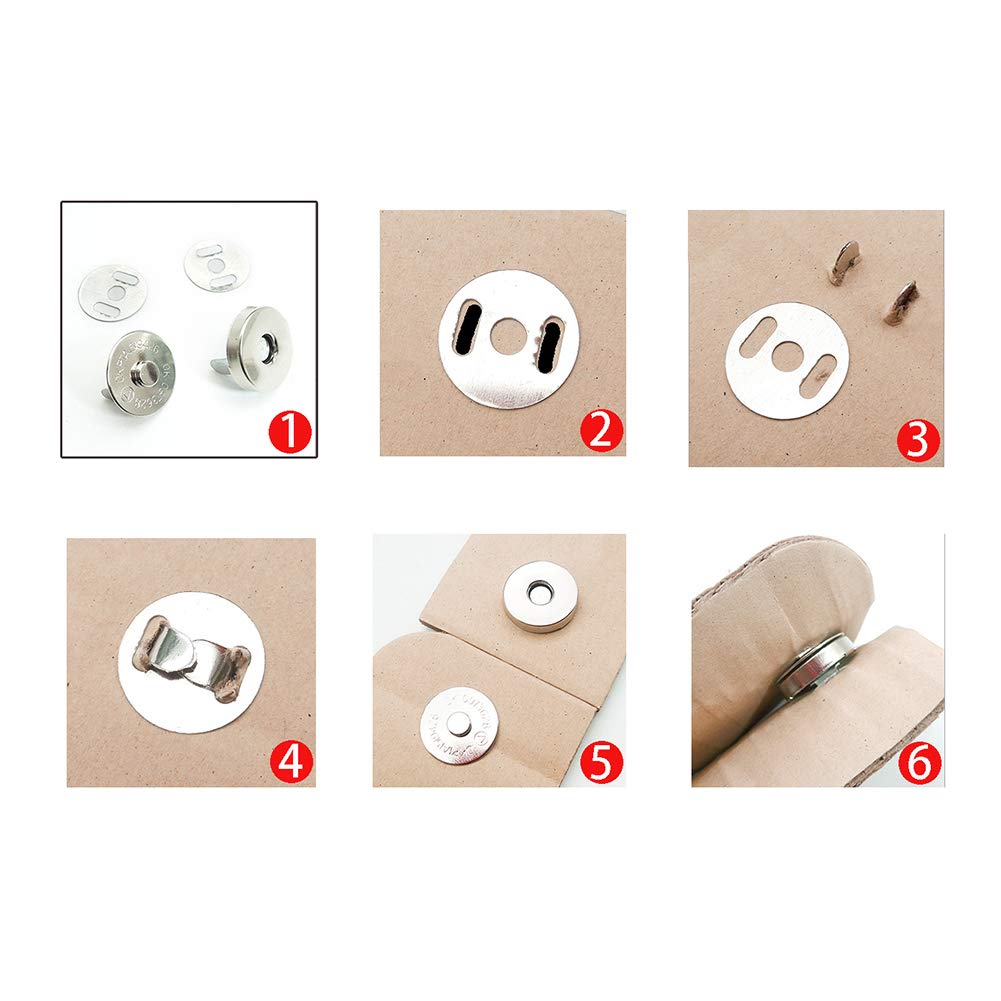 50 Sets Silver Tone Magnetic Purse Snap Clasps Button/Great for Closure Purse Handbag Clothes Sewing Craft No Tools Required 14mm (18Y50)